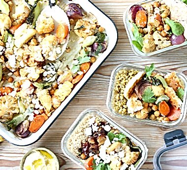 Spiced Cauliflower, Chickpea & Tahini Tray Bake