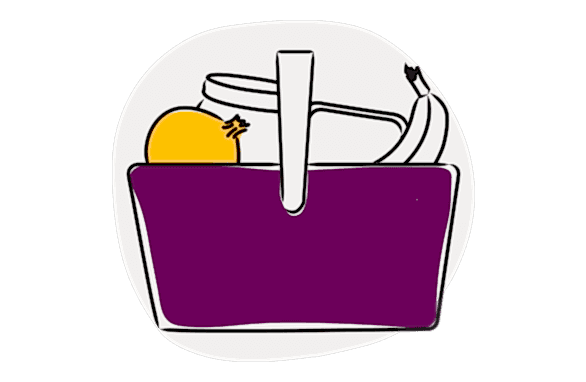 An illustration of a basket of produce
