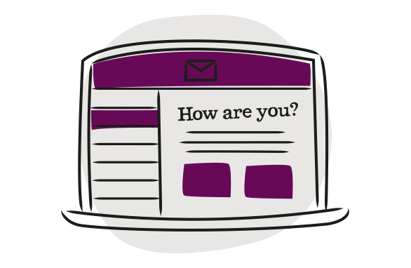 An illustration of a laptop showing a support application