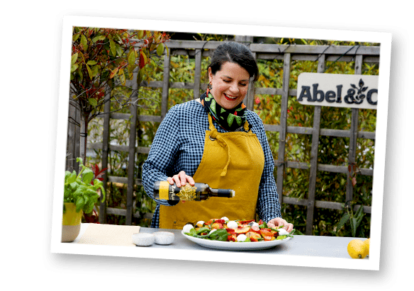 A photograph of a delicious recipe being repared by an Abel & Cole recipe developer