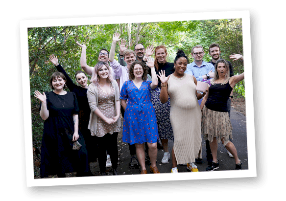 A photograph of a group of employees from our Wimbledon office
