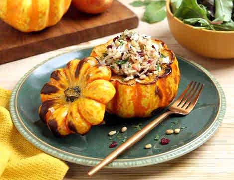 Stuffed Seasonal Squash with Jewelled Rice